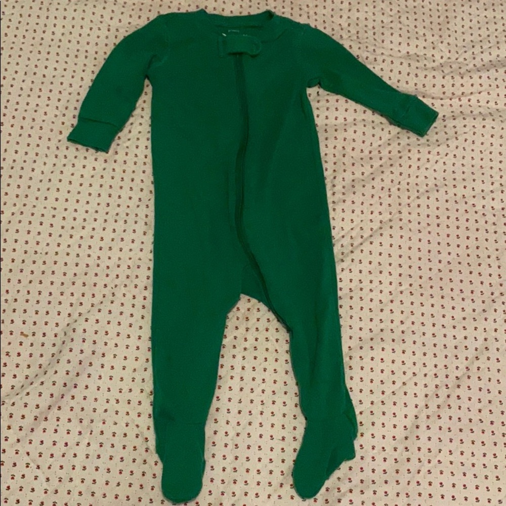 Primary green zipper footie